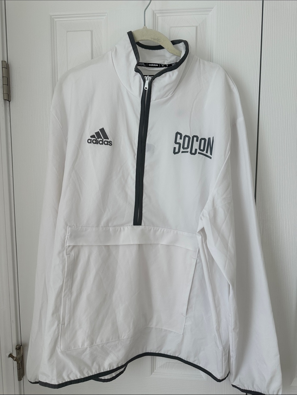adidas White soccer windbreaker Jacket with pocket and SOCON logo